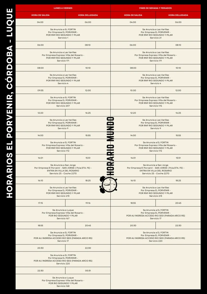 horarios autobuses porvenir