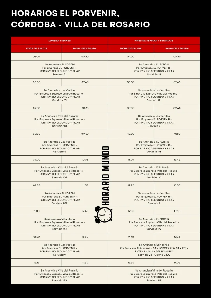 horarios el porvenir